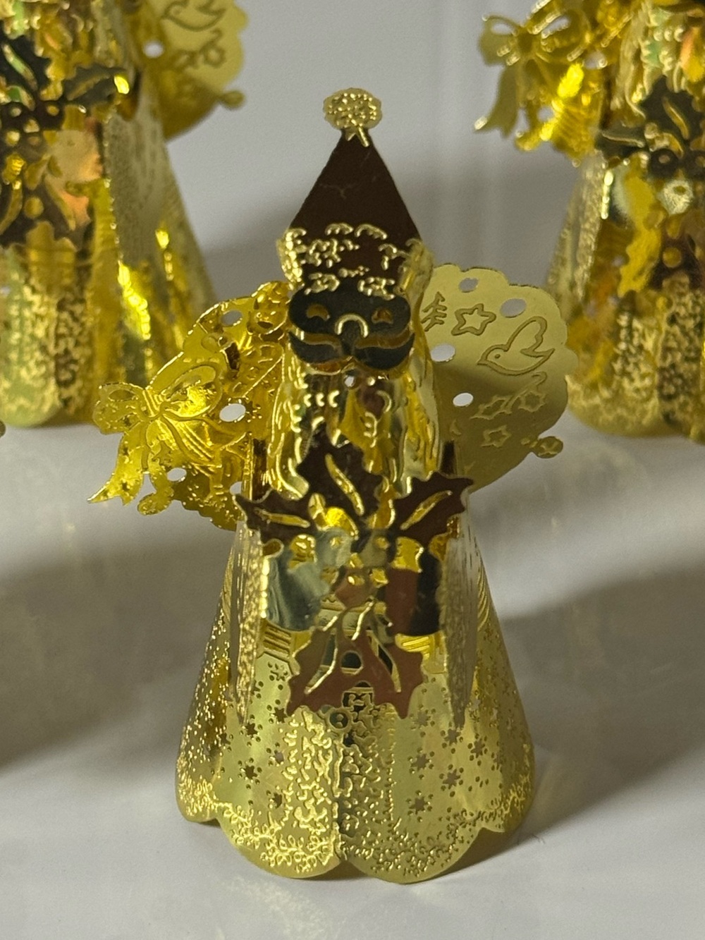 Gold Filigree Santa Ornaments
